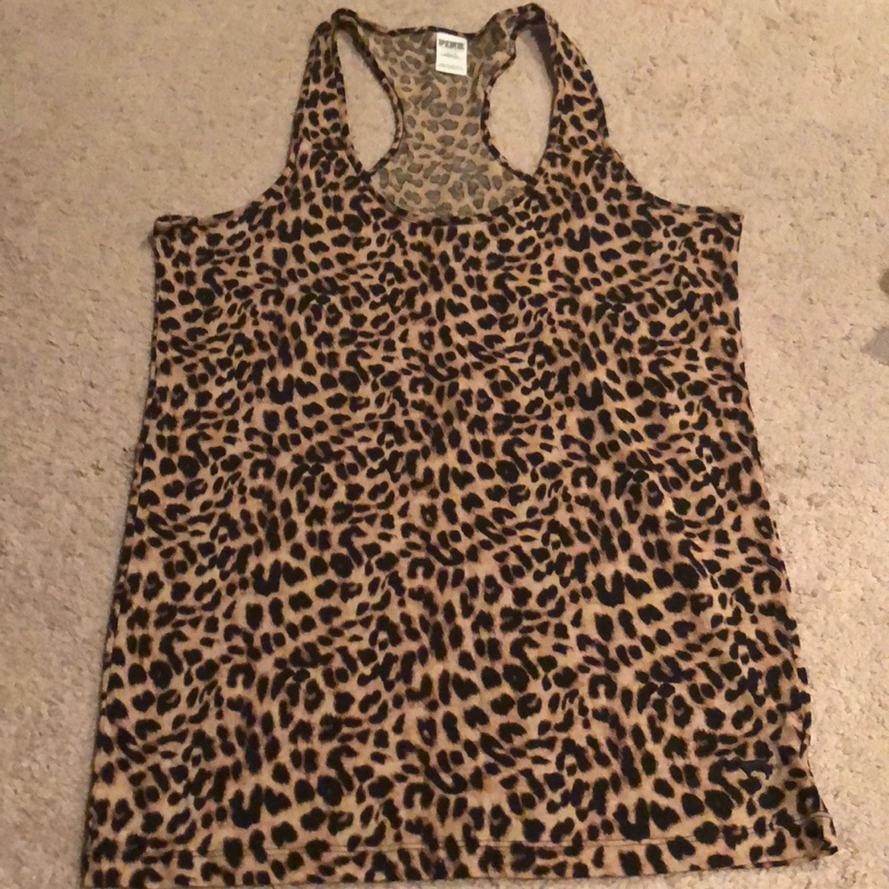 Pink animal print racer back top